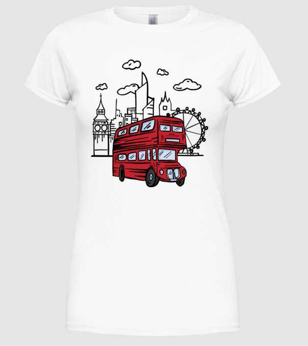 Autobuze model alb pe tricou