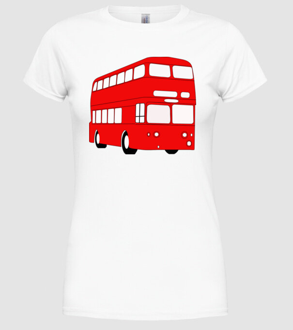 Autobuze model alb pe tricou