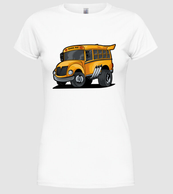 Autobuze model alb pe tricou
