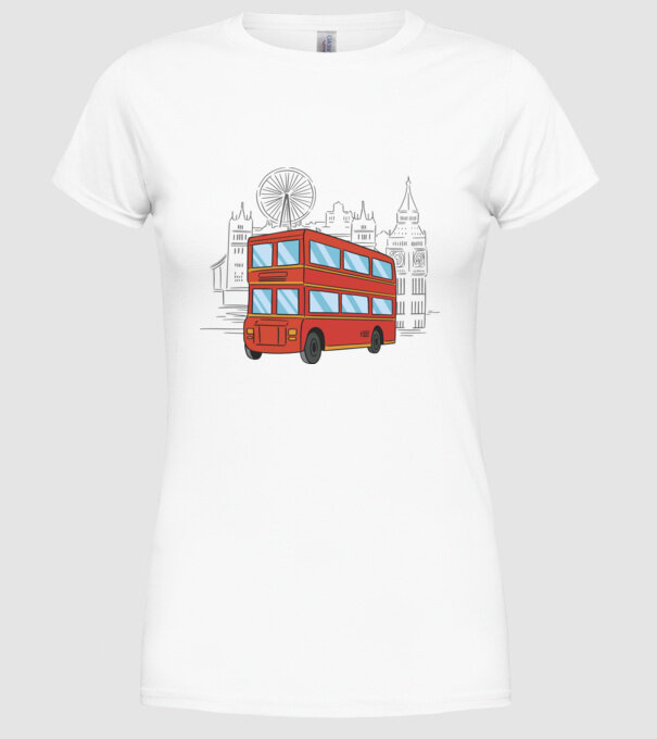 Autobuze model alb pe tricou