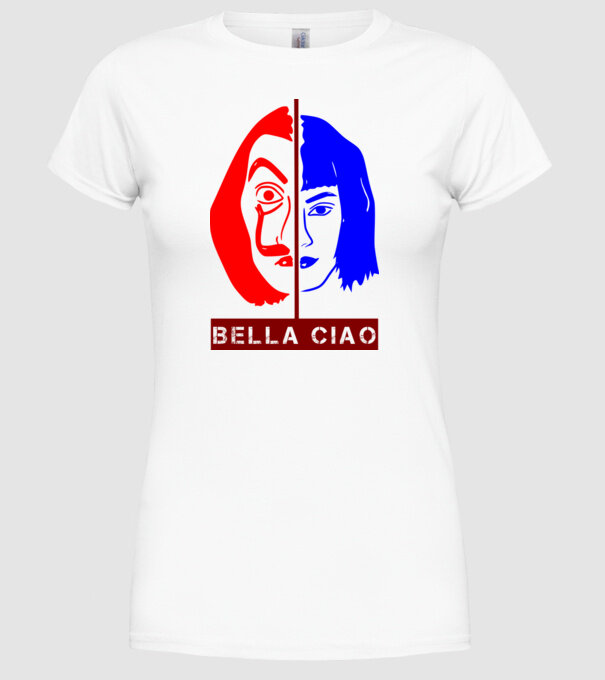 bella ciao tokyo model alb pe tricou