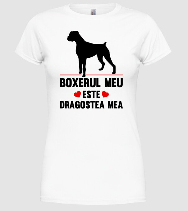 boxerul meu este dragostea mea model alb pe tricou