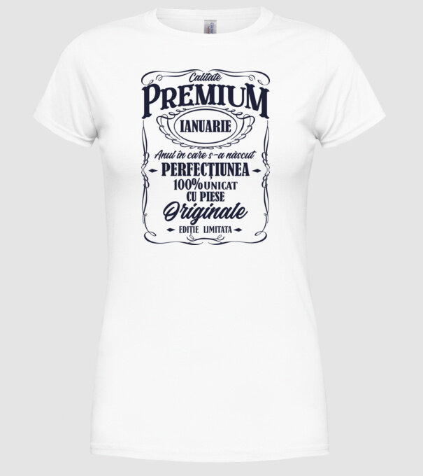 calitate premium -ianuarie- anul în care s-a născut - perfecțiunea - 100% unicat, cu piese originale, ediție limitată model alb pe tricou