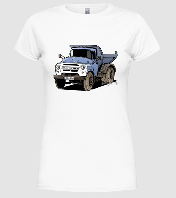 Camioane model alb pe tricou