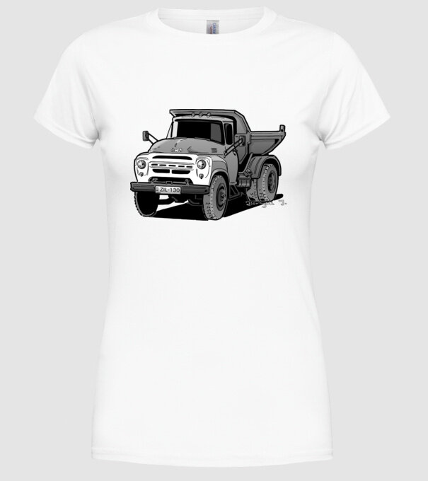 Camioane model alb pe tricou