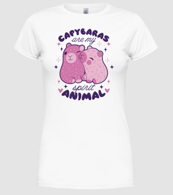 Capybaras are my spirit animal model alb pe tricou