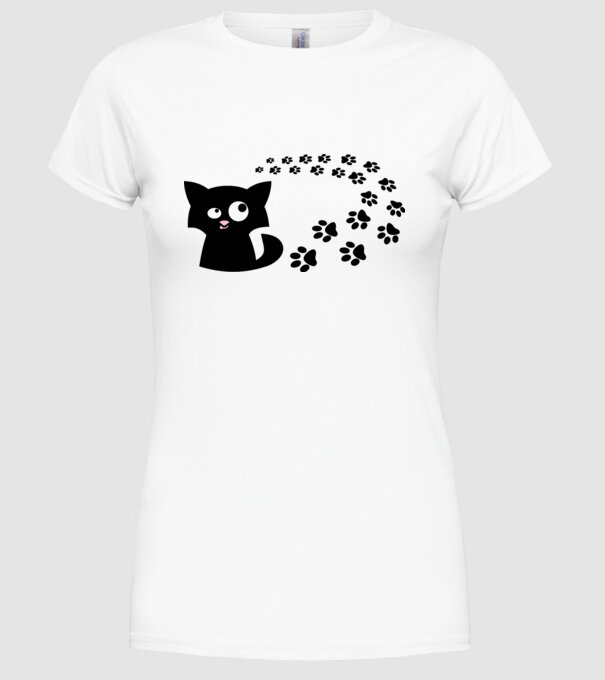 Cat model alb pe tricou