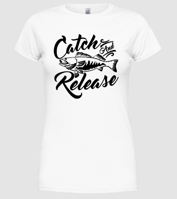 Catch and release model alb pe tricou