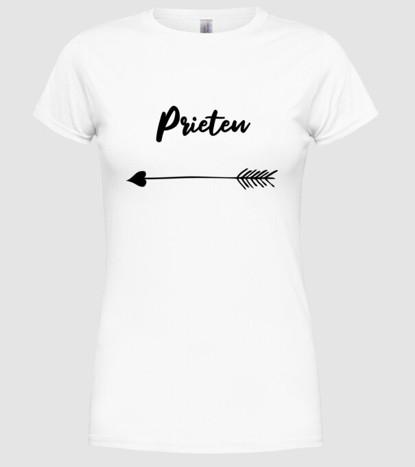 prieten model alb pe tricou