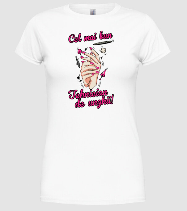 Cel mai bun tehnician de unghii model alb pe tricou