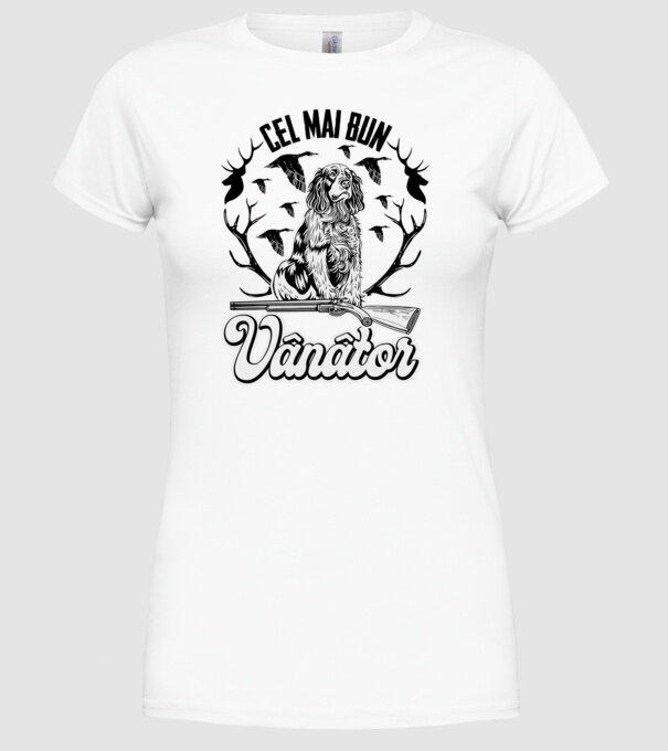 Cel mai bun vânător model alb pe tricou