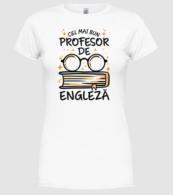 Cel mai profesor engleză model alb pe tricou