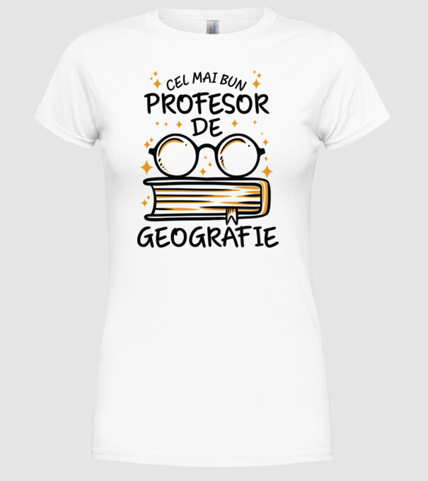 Cel mai profesor geografie model alb pe tricou