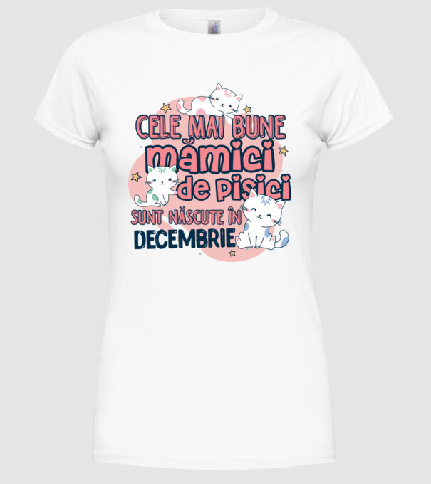 Cele mai bune mămici de pisici decembrie model alb pe tricou