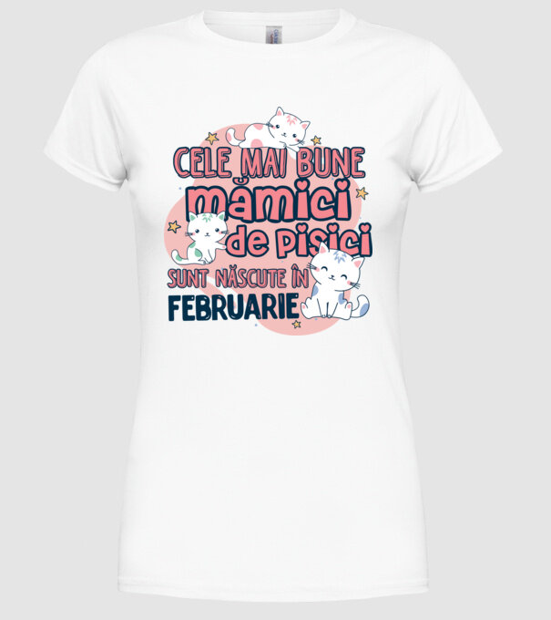 Cele mai bune mămici de pisici februarie model alb pe tricou