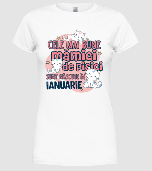 Cele mai bune mămici de pisici ianuarie model alb pe tricou
