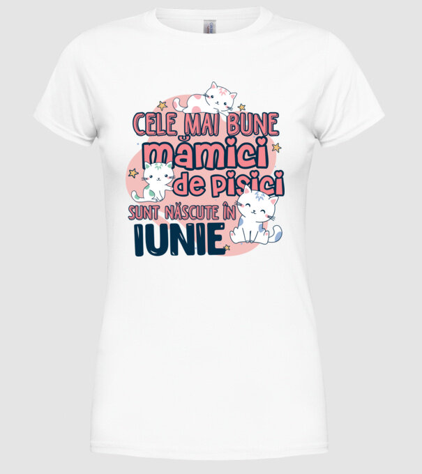 Cele mai bune mămici de pisici iunie model alb pe tricou