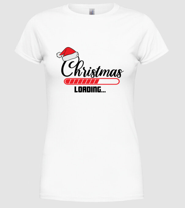 Christmas is loading model alb pe tricou