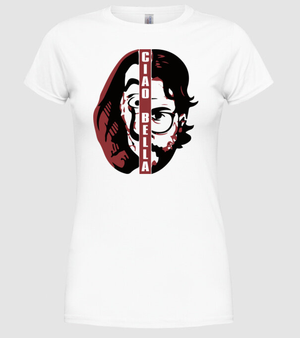 ciao bella professor model alb pe tricou