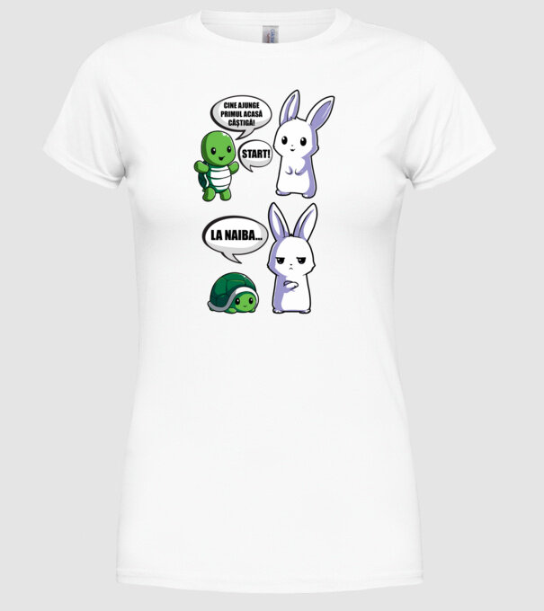 cine ajunge primul acasă câștigă! - start! - la naiba... model alb pe tricou