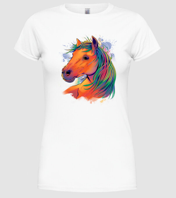 Colorful Horse model alb pe tricou