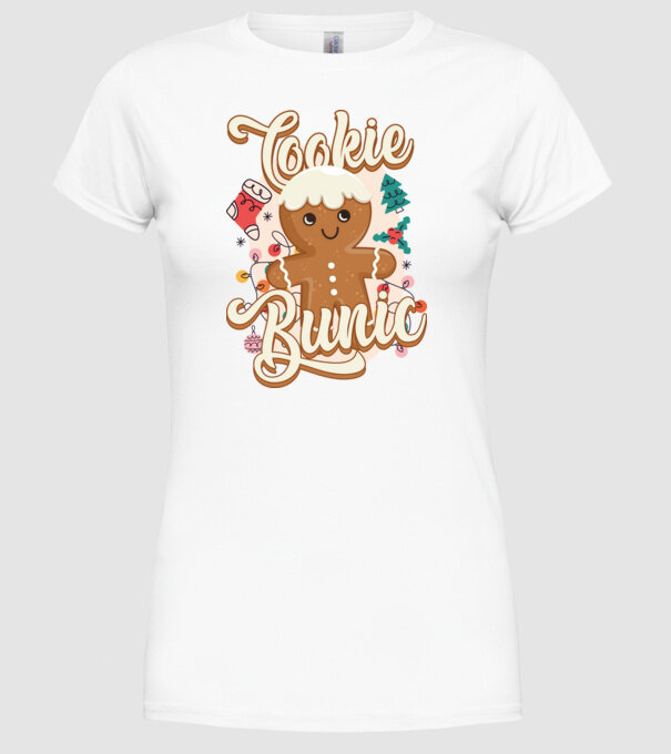 Cookie bunic model alb pe tricou