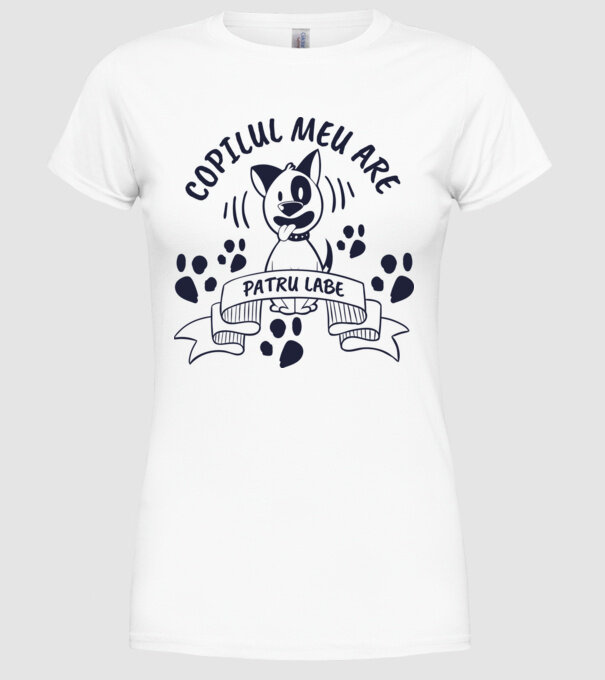 Copilul meu are patru labe model alb pe tricou