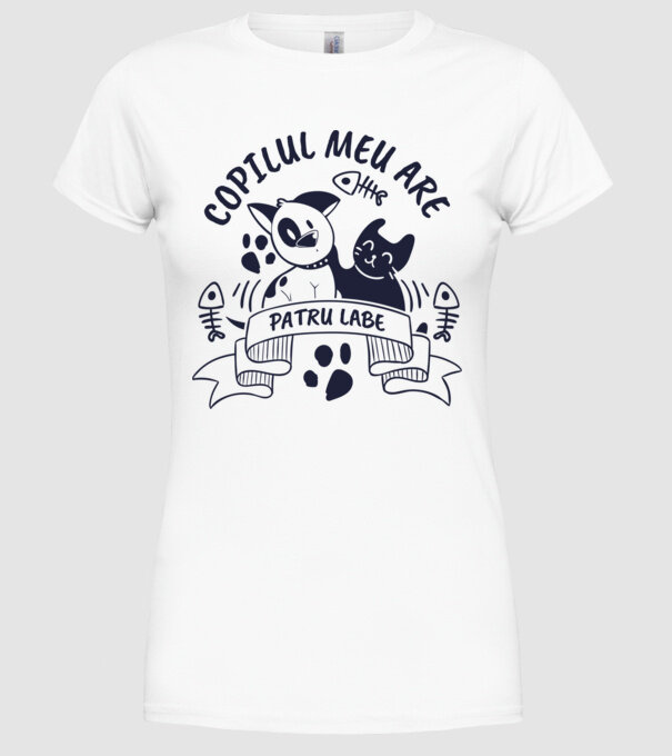 Copilul meu are patru labe model alb pe tricou