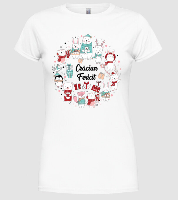 Crăciun Fericit model alb pe tricou