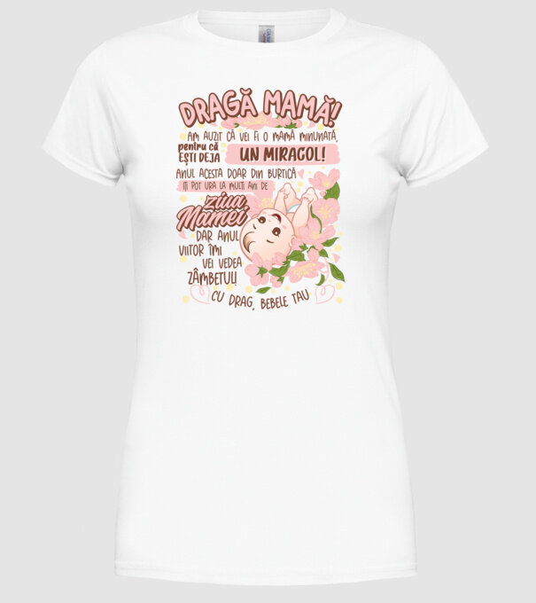 Cu drag, bebele tău model alb pe tricou