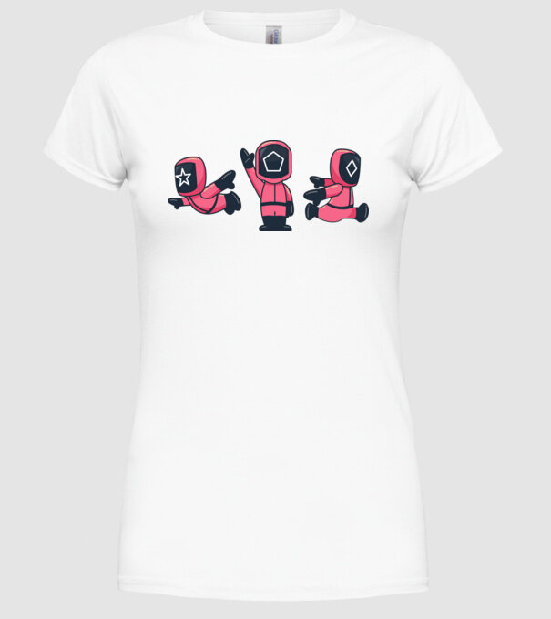 cute squid game toys model alb pe tricou