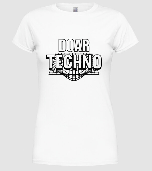 Doar techno model alb pe tricou