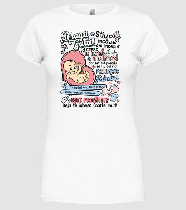 Dragă tată model alb pe tricou