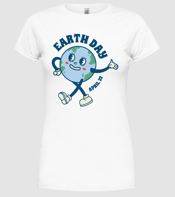 Earth Day model alb pe tricou