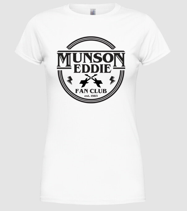 eddie munson fan club est 1983 model alb pe tricou