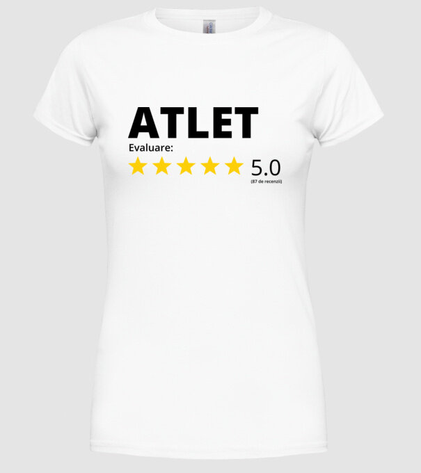 Evaluare 5 ATLET model alb pe tricou