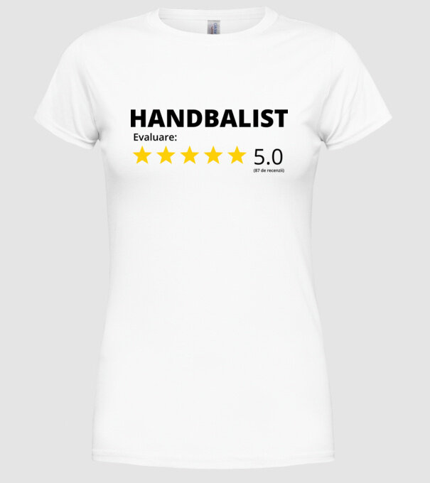 Evaluare 5 HANDBALIST model alb pe tricou
