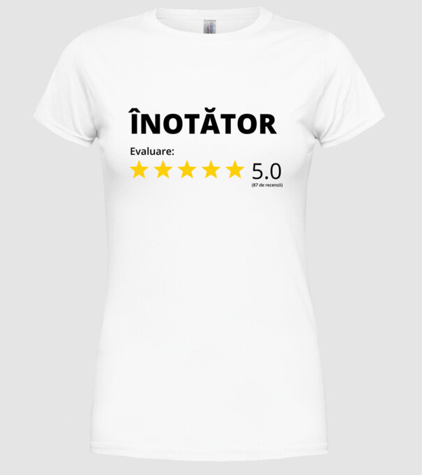 Evaluare 5 ÎNOTĂTOR model alb pe tricou