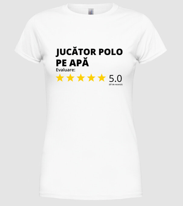 Evaluare 5 JUCĂTOR POLO PE APĂ model alb pe tricou