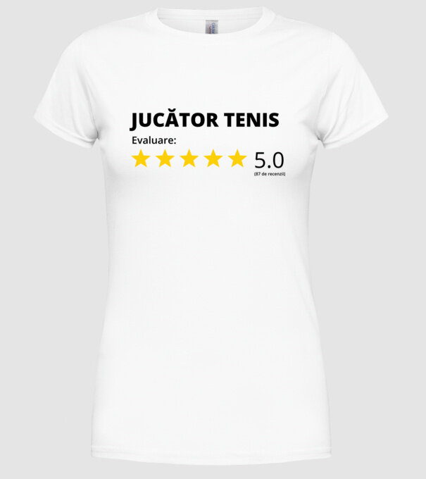 Evaluare 5 JUCĂTOR de TENIS model alb pe tricou