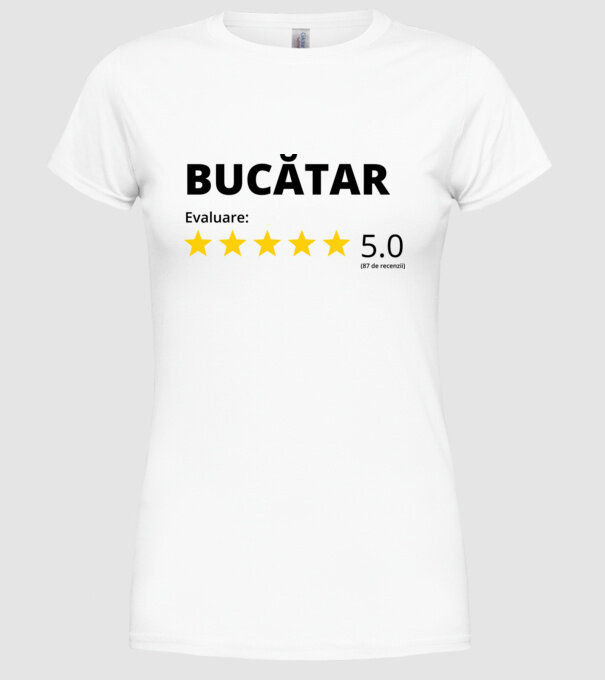 Evaluare - BUCĂTAR model alb pe tricou