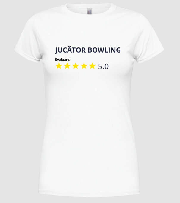 evaluare: jucător bowling de 5 stele model alb pe tricou