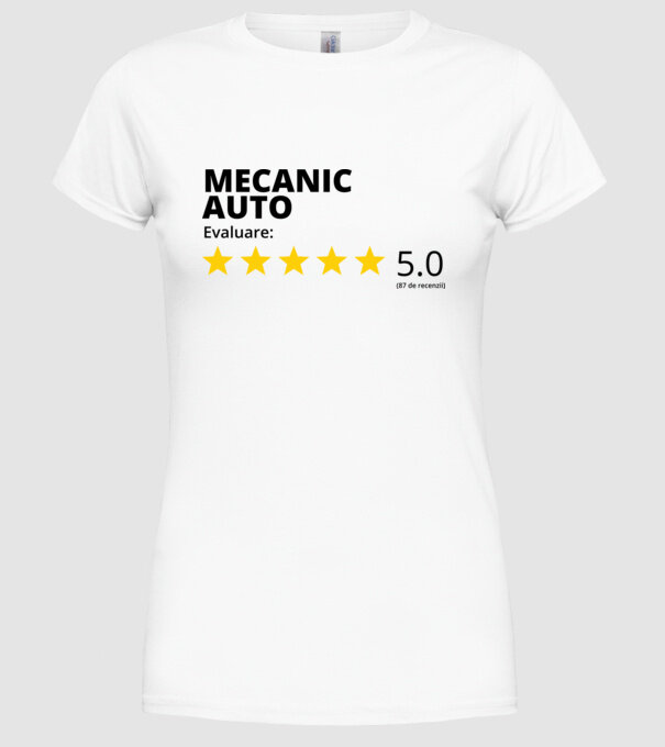 Evaluare - MECANIC AUTO model alb pe tricou
