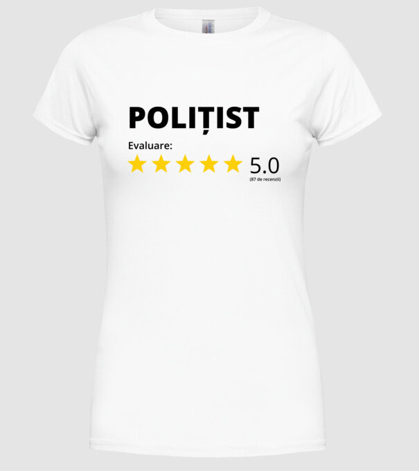 Evaluare - POLIȚIST model alb pe tricou