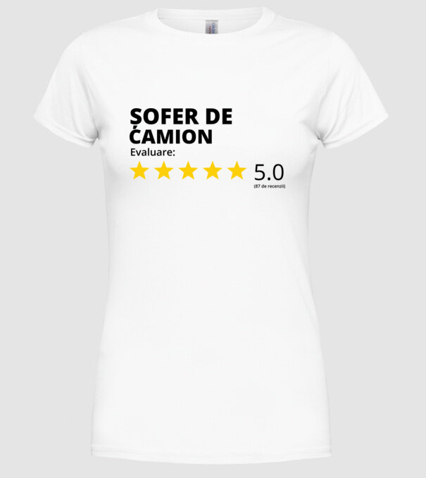 Evaluare - ȘOFER DE CAMION model alb pe tricou