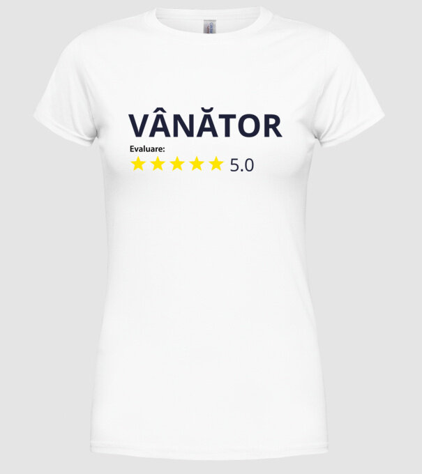 evaluare: vânător de 5 stele model alb pe tricou