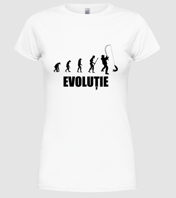 Evoluție Pescuit model alb pe tricou
