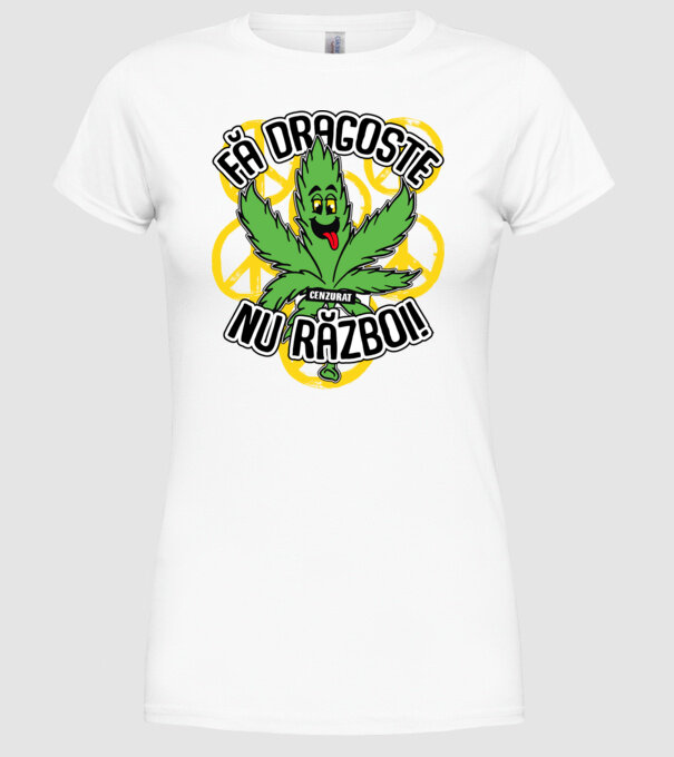 fă dragoste, nu război! (cenzurat) model alb pe tricou