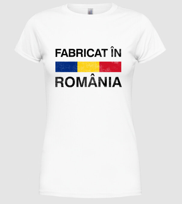 Fabricat în România model alb pe tricou