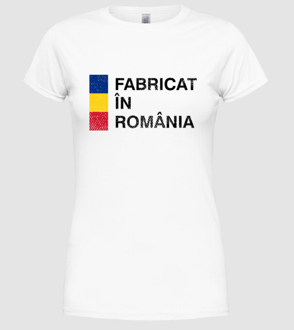 Fabricat în România model alb pe tricou